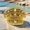 Extravaganter Punk-Kapitänshut mit Leopardenmuster, Goldnieten und Strasssteinen - Verstellbar / Leopardenmuster Irisierend Strass Marinehut