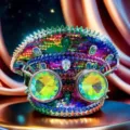 Militärischer Punk-Kapitänshut mit Regenbogen-Pailletten und Kaleidoskop-Brille - Verstellbar / Regenbogen Schimmernd Pailletten Marinehut