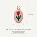 Pendentif tulipe rose en acier inoxydable plaqué or 18 carats avec dimensions pour bijoux - Pendentif Rose avec Fleur Rouge