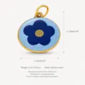 Pendentif fleur en émail bleu en acier inoxydable avec plaquage or 18 carats, 17,6 mm. - Pendentif Fleur Bleu Clair