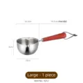 Large size stainless steel mini oil pouring pot with wooden handle and dimensions - L