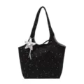 Black Starry Print Shoulder Bag Women Casual Tote Bag Chic Underarm Handbag Cute Star - Single Bag / Black