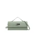 Bolso de hombro de cuero PU verde claro con un cierre metálico elegante y moderno. - Verde