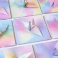 Pastellfarbenes quadratisches Origami-Papier Set mit handgemachten Kranichen fuer Basteln. - Süßer Traum / 200 Stück