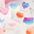 Aquarell Herz Faltkarten mit farbverlauf für Valentinstag, Geburtstag und festliche Geschenke. - Aquarell Thema (HK100) / 6 Stück