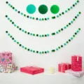 Bunte filz pom pom girlande hängende dekoration diy handgemachte kugelschnur für kinder party - Grüntöne / 30 Stück Set (Mit DIY Kit)