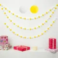 Bunte filzball girlande hänge dekoration geburtstag party diy woll pompom schnur variante - Gelb und Weiß / 30 Stück Set (Mit DIY Kit)