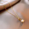 French style irregular pleated pearl necklace, elegant light luxury clavicle chain for daily wear. - 94# Gold Round Style