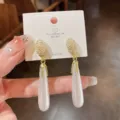 Elegant rhinestone pearl drop earrings with 925 silver needle for women chic jewelry. - Gold Pearl (40#)