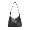 Dark brown leather hobo shoulder bag for women, stylish underarm bag for daily wear. - Brown