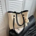 Grote capaciteit dames shopper tas casual PU leer schoudertas stijlvolle handtas - Met Hanger / Wit