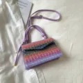 Borsa a tracolla intrecciata colorata stile coreano borsa in pelle PU viola donna - Viola