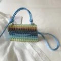 Borsa a mano intrecciata a contrasto minimalista coreana borsa a tracolla alla moda - Azzurro