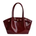 Grand sac cabas épaule plissé brillant rouge vin pour femme mode et bureau quotidien - Rouge Brillant