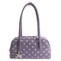 Cute purple polka dot pillow bag women shoulder handbag with starfish pendant, fashion casual tote. - With Pendant / Purple