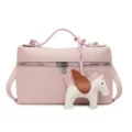 Rosa Henkeltasche Box-Tasche für Damen, modische PU-Leder Umhängetasche mit Pegasos-Anhänger. - Mit Anhänger / Rosa