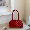 Red white polka dot pillow bag women cute handbag stylish shoulder crossbody bag new - No Pendant / Red