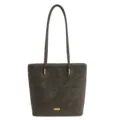 Dunkelgraue Plüsch Shopper Tasche, Große Damen Schultertasche für den Alltag und Arbeit - Nur Einzelbeutel / Grün