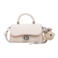 Borsa a tracolla quadrata rosa chic da donna con serratura in metallo e ciondolo orsetto. - Rosa
