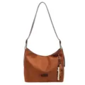 Retro braune Wildleder Umhängetasche für Damen, stilvolle Pendler Tasche mit Perlen. - Nur Einzelbeutel / Braun