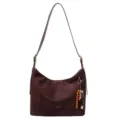 Retro braune Wildleder Umhängetasche für Damen, modische lässige Pendler Handtasche. - Nur Einzelbeutel / Kaffeebraun