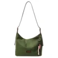 Retro green suede shoulder bag for women, stylish underarm commuting tote with beaded tassel. - Green