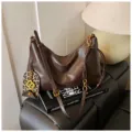 Einfarbig koreanische Vintage Umhängetasche für Damen, hochwertige weiche Leder Hobo Tasche. - Nur Einzelbeutel / Kaffee