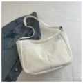 Kord Schultertasche weiß Umhängetasche lässiger Stil Alltag Pendler Tasche große Shopper - Weiß