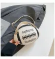 Bolso de hombro de moda en forma de rugby con diseño bicolor y estampado de letras. - L / Blanco Roto
