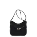 Schwarze Schulter-Eimer-Tasche, minimalistische Pendler-Umhängetasche mit Metallverschluss. - Schwarz