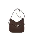 Brown vintage leather shoulder bag for women, stylish crossbody bag with metal clasp hardware. - Brown