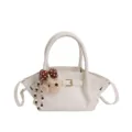 Elegante weiße Handtasche mit süßem Bärenanhänger, vielseitige Umhängetasche und Shopper. - Nur Einzelbeutel / Weiß