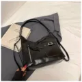 Black soft leather convertible shoulder backpack, large capacity casual tote bag for women. - With Pendant / Black