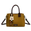 Vintage Damen Umhängetasche stilvolle Retro Handtasche mit süßem Blumen Anhänger. - Grün