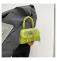 Chic mini bolso de mano verde lima con lazo de cristal, elegante bolso cruzado para mujer. - Verde