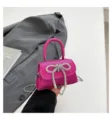 Roze glitter mini handtas met strass strik, chique dames schoudertas crossbody tasje stijl. - rozenroze