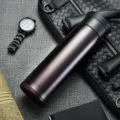 Men business vacuum flask stainless steel dark metallic black portable insulated thermal water bottle - 550ml / Coffee