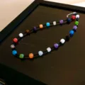 Vue détaillée de collier de perles en cristal coloré, bijoux de chaîne de clavicule. - Collier en Jade Artificiel Multicolore Noir (3#)