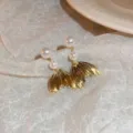 Elegant gold mermaid tail pearl earrings fashion minimalist ear studs for women daily wear - Style 9 Silver Post Earrings - Gold Fishtail