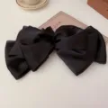 Black oversized chiffon bow hair clip elegant hairpin stylish daily hair accessory for women - Black Bow Spring Clip / Black