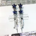 Silberg Nadel künstliche Kristall Pentagramm Quaste Ohrringe vielseitige Mode Strass Ohrstecker. - 67# Silberstecker - Blaue Kristallsterne