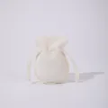 Petit pochon à bijoux en velours crème avec cordon de serrage forme gourde - Blanc Cassé