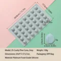 Detaillierte Maße der 35-fach Kiefernzapfen Silikonform mit Produktspezifikationen - 35-Loch Tannenzapfen Grau (128g)