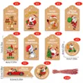Juego de 50 etiquetas de regalo de Navidad de papel kraft con motivos de papá noel - Estilo SD6009 / 50 Unidades/Paquete (Incluyendo 50 Cuerdas de Algodón Rojas y Blancas)
