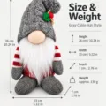 Christmas plush gnome doll with gray cable knitted hat and size specifications - Short-Leg Male Style (Beard) / Gray