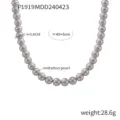 Elegante collana girocollo con perle grigie imitate da 8 mm e catena regolabile da donna - Grigio / 8mm