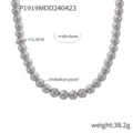 Handmade elegant gray imitation pearl beaded necklace with 10mm beads for women - Gray / 10mm