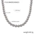 Elegant silver grey imitation pearl beaded necklace for women, 1.2cm diameter pearls - Gray / 12mm