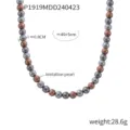 Elegant tri-color imitation pearl beaded necklace for women, adjustable 40+5cm length, 28.6g - Color Block / 8mm