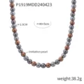 Elegant multi-colored imitation pearl beaded necklace for women minimalist clavicle chain - Color Block / 10mm